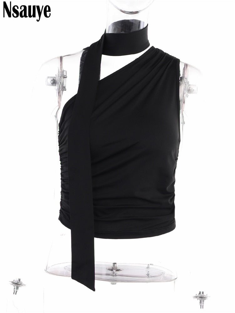 best Nsauye Backless Sexy Off Shoulder Halter Tank Tops Women Vintage Sleeveless Crop Top Y2K Clothes Club Female Casual Summer 2023 0 shop online at M2K Trends for