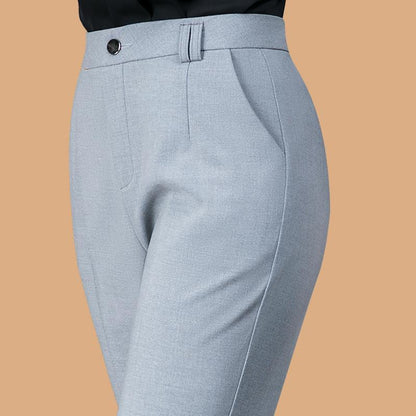 best Office Lady Korean Fashion Straight Pants Spring Autumn Casual High Waist Button Pockets Solid Elegant Women Clothing Trousers 0 shop online at M2K Trends for women pants