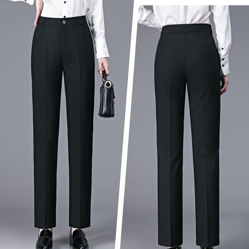 best Office Lady Korean Fashion Straight Pants Spring Autumn Casual High Waist Button Pockets Solid Elegant Women Clothing Trousers 0 shop online at M2K Trends for women pants