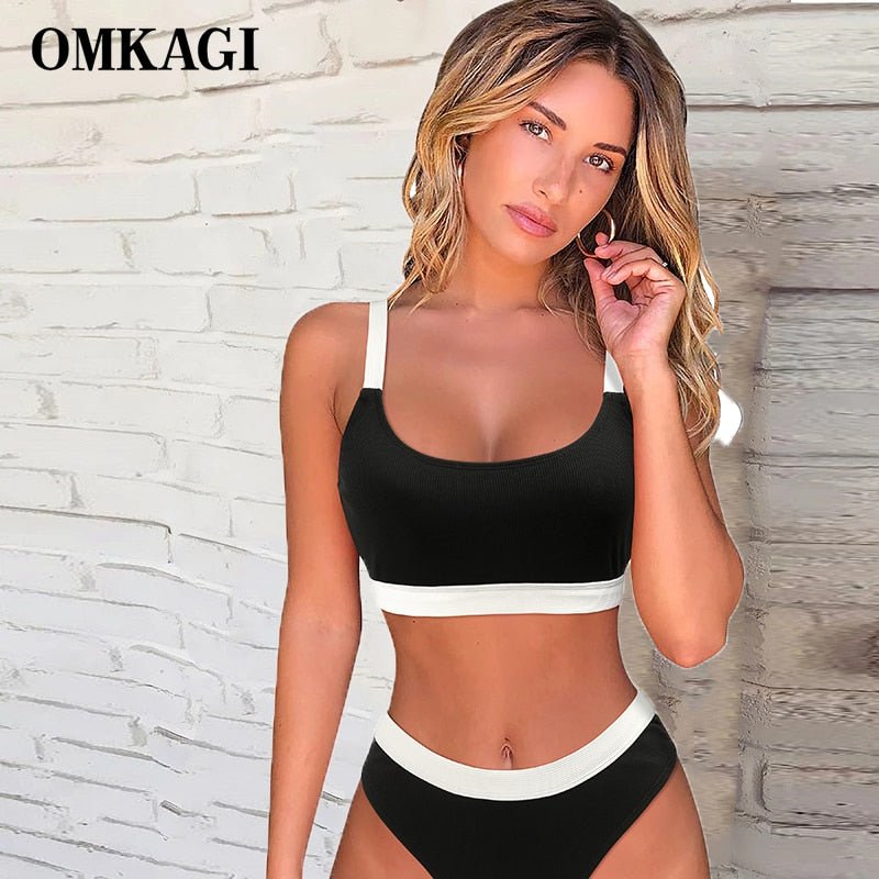 best OMKAGI Women Swimsuit 2021 Solid Sexy Biquini Push Up Swimming Bathing Suit Bikini Set Maillot De Bain Femme Swimwear Women 0 shop online at M2K Trends for