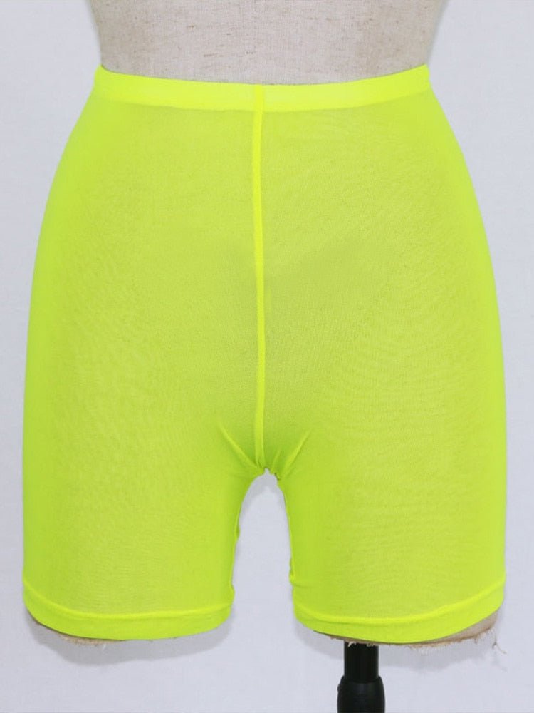 best OMSJ 2022 Summer Fashion Yellow Mesh Transaparent Sexy Women Casual Shorts Ladies High Waist Shorts Summer Shorts Sexy Shorts 0 shop online at M2K Trends for