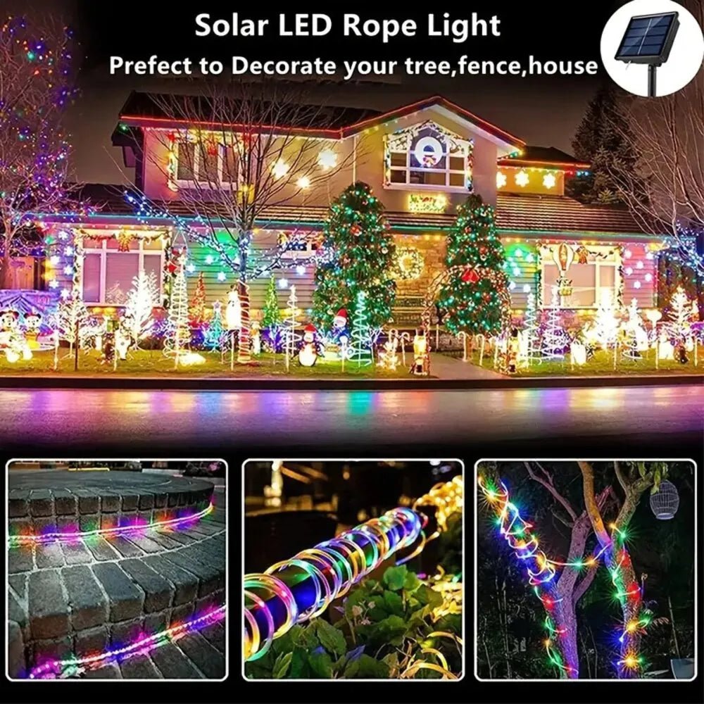 best Outdoor Solar Tube Rope Led Light Garden Christmas Decoration 22m/12m Xmas Wedding Garland WaterProof String Light Fairy Strip shop online at M2K Trends for