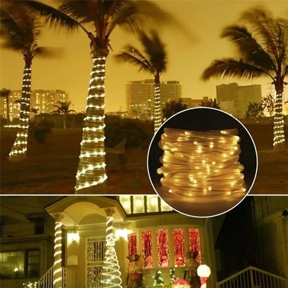 best Outdoor Solar Tube Rope Led Light Garden Christmas Decoration 22m/12m Xmas Wedding Garland WaterProof String Light Fairy Strip shop online at M2K Trends for