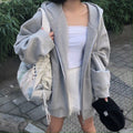 best Oversize Women Hoodies 2022 New Casual Solid Zip Up Hooded Sweatshirt Harajuku Korean Loose Couple Hoodie Jacket Coat Streetwear 0 shop online at M2K Trends for