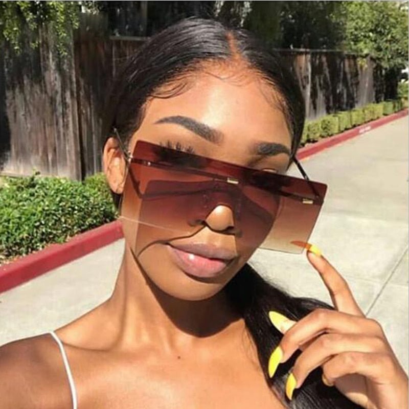 best Oversized Rimless Sunglasses Fashion Women Metal Gradient Sun glasses Luxury Lady Sunglass Eyewear UV400 Shades gafas de sol 0 shop online at M2K Trends for