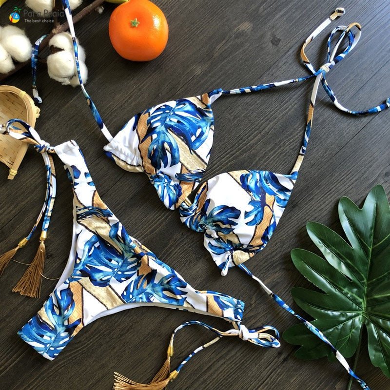 best Para Praia 17 Colors New Bandage Micro Bikini Mini Halter Bathing Suit Brazilian Swimsuit Thong Bikini Set Push Up Biquini 2023 0 shop online at M2K Trends for