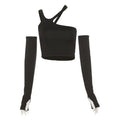 best Patchwork Black T-shirts Gothic One Shoulder Sleeve Y2k Crop Tops Hip Hop Techwear Women Clothes Tees Graphic T Shirts Harajuku 0 shop online at M2K Trends for