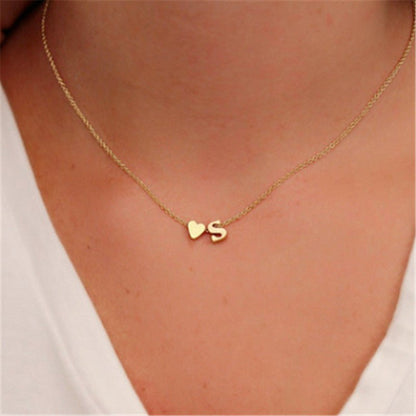 best Peach Heart Shaped Letter Necklace Clavicle Chain Necklace 0 shop online at M2K Trends for