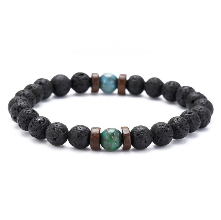 best Personality Men's Black Volcanic Stone Bracelet 0 shop online at M2K Trends for