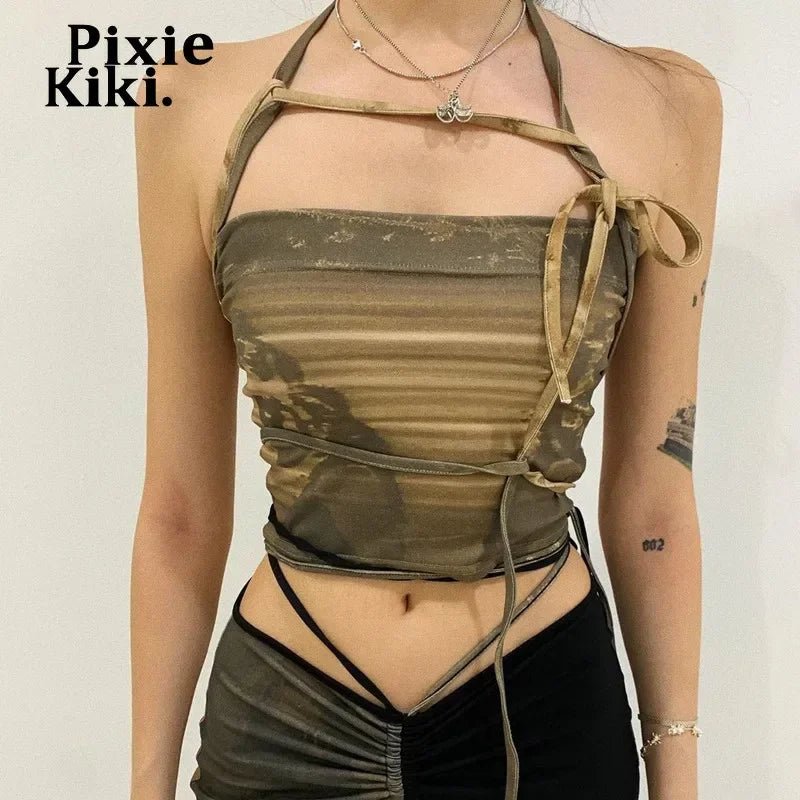 best PixieKiki Fairy Grunge Aesthetic Tank Top Women Clothes Summer 2023 Sexy Print Cami Cyber Y2k Crop Tops Strapless Shirt P33-AH10 shop online at M2K Trends for