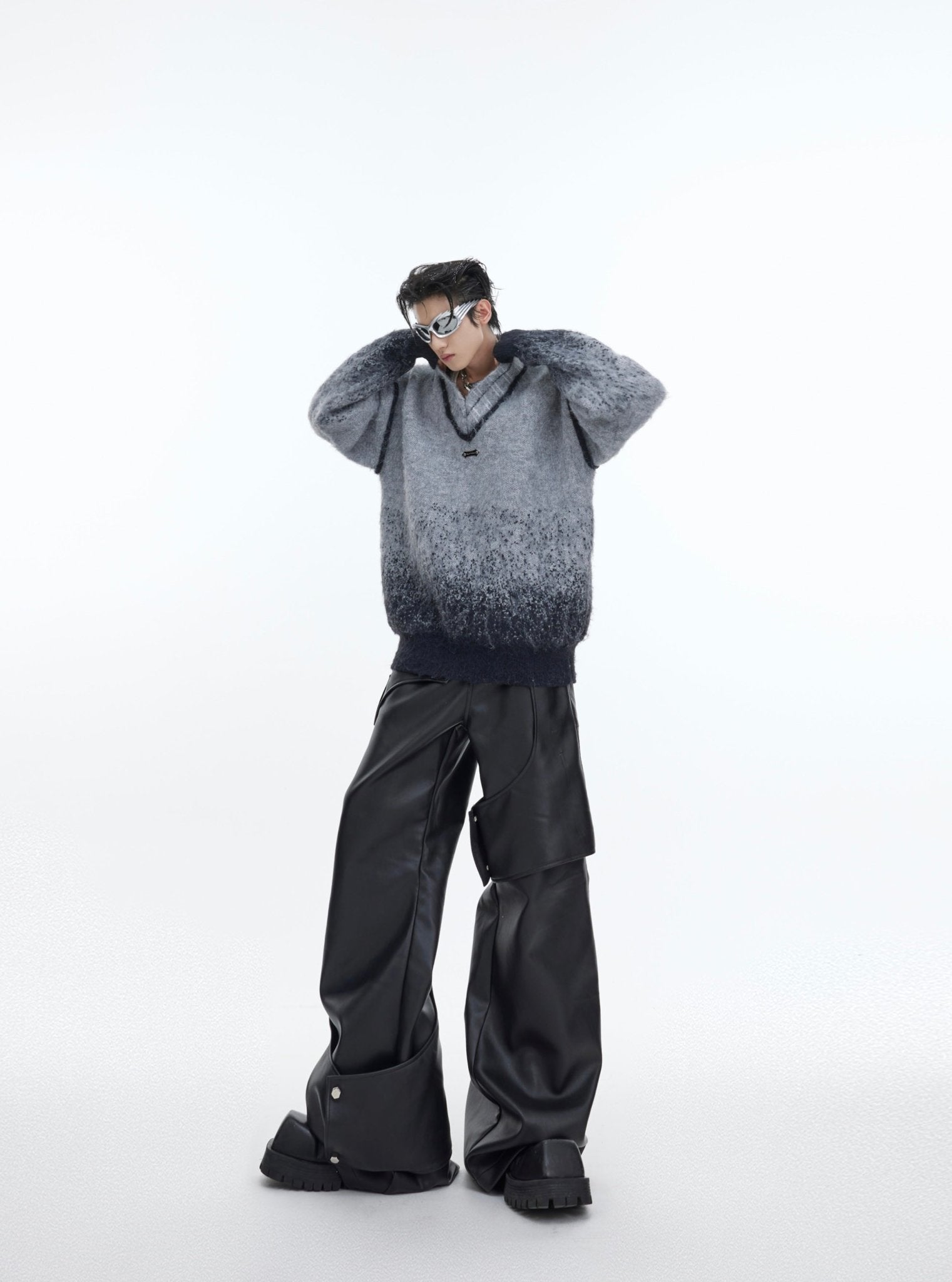 best Polka Dot Gradient V-neck Sweater With Metal Embellishments 0 shop online at M2K Trends for #CasualElegance #TrendySweater #WomensFashion #CozyStyle #UniqueDesign #StatementPiece #FashionForward #FeminineStyle #LayeringEssential #SeasonalWardrobe