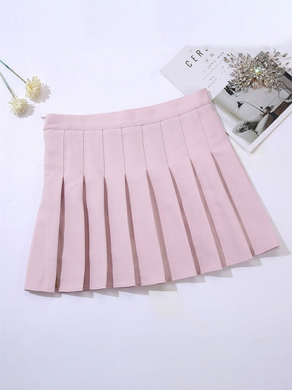 best Preppy Style High Waist Solid Pleated Mini Skirt Women Summer Spring Korean Fashion Cute White A-line Skirt Y2k Skort Clothes 0 shop online at M2K Trends for