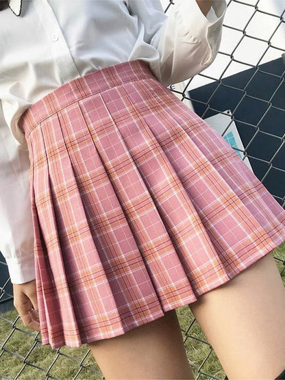 best Preppy Style High Waist Solid Pleated Mini Skirt Women Summer Spring Korean Fashion Cute White A-line Skirt Y2k Skort Clothes 0 shop online at M2K Trends for