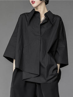 best QWEEK Women's Blouse Asymmetrical Harajuku Japanese Korean Style Black White Shirt Loose Button Up Tops Casual Summer Fashion 0 shop online at M2K Trends for