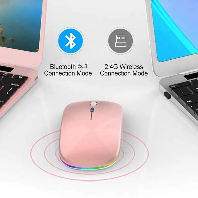 best Rechargeable Bluetooth5.1 Wireless Mouse with 2.4GHz USB 1600DPI Mouse for Computer Laptop Tablet PC Macbook Gaming Mouse Gamer shop online at M2K Trends for