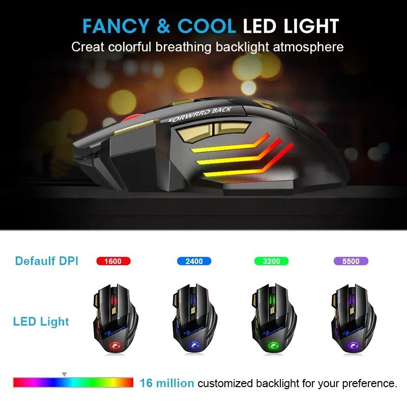 best Rechargeable Wireless Mouse Bluetooth Gamer Gaming Mouse Computer Ergonomic Mause With Backlight RGB Silent Mice For Laptop PC shop online at M2K Trends for Wireless