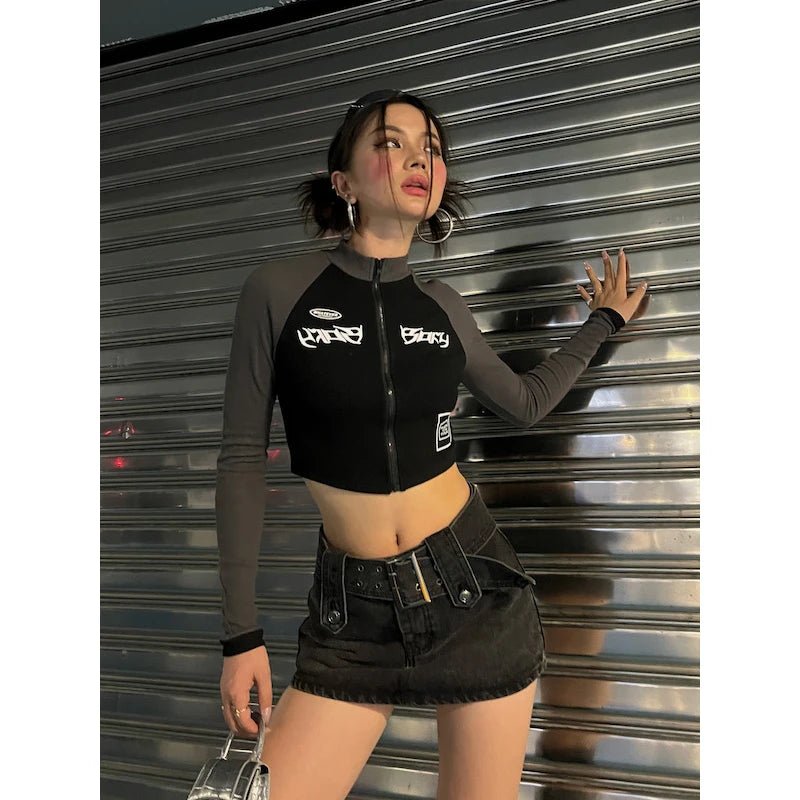 best ReddaChic Acubi Fashion Denim Mini Skirt Women Grunge Y2k Jean Skort Low Waist Short Bodycon Harajuku Gyaru Goth Emo Streetwear shop online at M2K Trends for