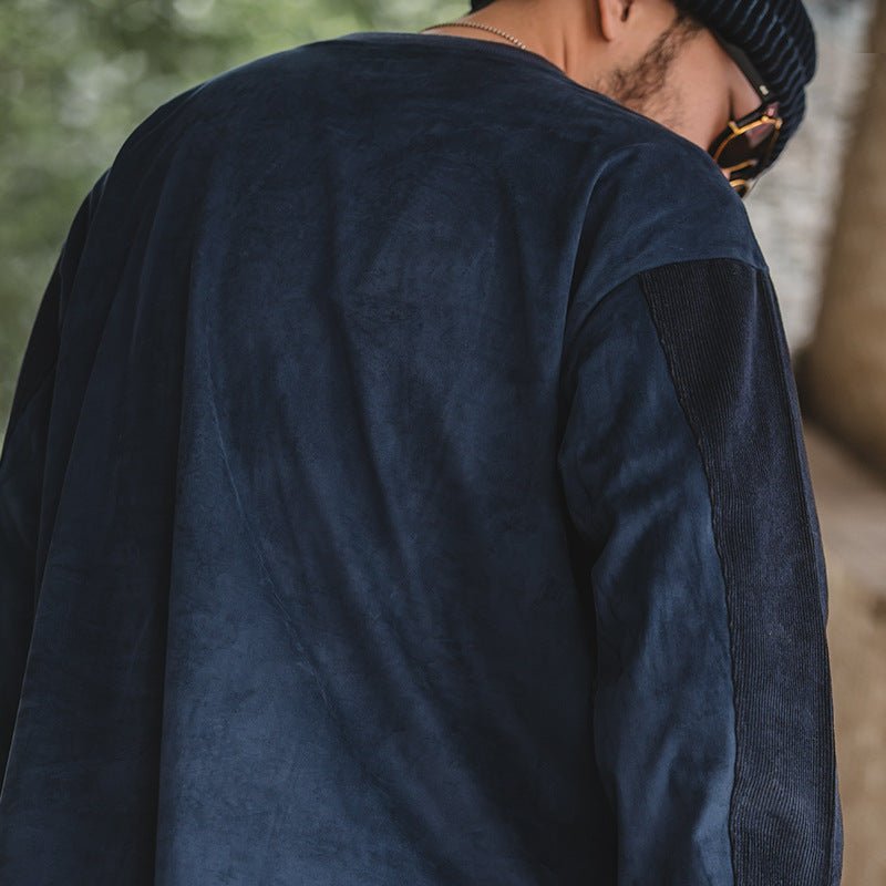 best Retro Corduroy Suede Stitching Sweater Autumn And Winter Stacking Pocket Ins Hoodless Jacket 0 shop online at M2K Trends for