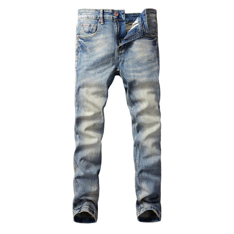 best Retro Fashion Men's Jeans Made Old Washed Slightly Elastic Clothing shop online at M2K Trends for mens pants