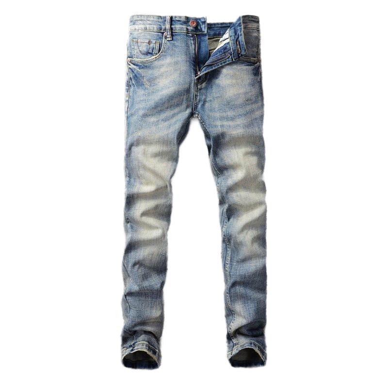 best Retro Fashion Men's Jeans Made Old Washed Slightly Elastic Clothing shop online at M2K Trends for mens pants