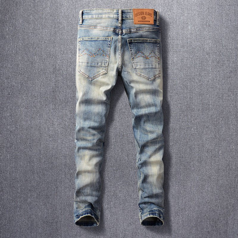 best Retro Fashion Men's Jeans Made Old Washed Slightly Elastic Clothing shop online at M2K Trends for mens pants