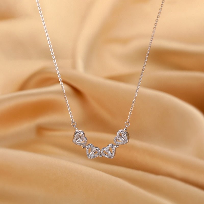 best Retro Magnetic Folding Heart Shaped Four Leaf Clover Pendant Necklace Women Love Clavicle Chain Gifts Openable Choker Jewelry 0 shop online at M2K Trends for