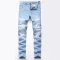 best Ripped Jeans Men'S Straight Plus Size Denim Trousers Light Blue 0 shop online at M2K Trends for