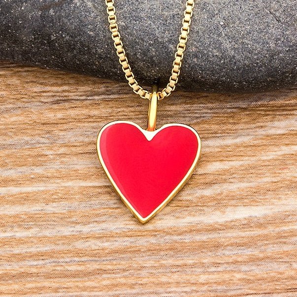 best Romantic Heart Couple Necklace 5 Colors Simple Valentine's Day Sweater Chain Best Friend Lovers Wedding Party Gift Jewelry 0 shop online at M2K Trends for