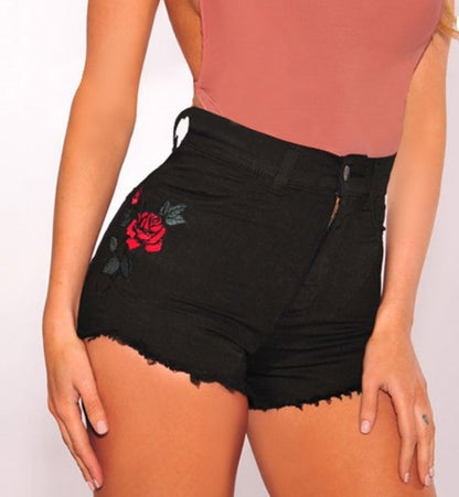 best Rose Flower Embroidery Women Denim Shorts Jeans 0 shop online at M2K Trends for