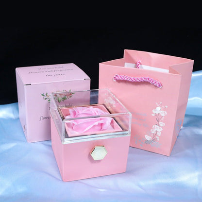 best Rotating Soap Flower Rose Gift Box Creative Rotating Rose Jewelry Packaging Box Valentine's Day Gift For Women 0 shop online at M2K Trends for