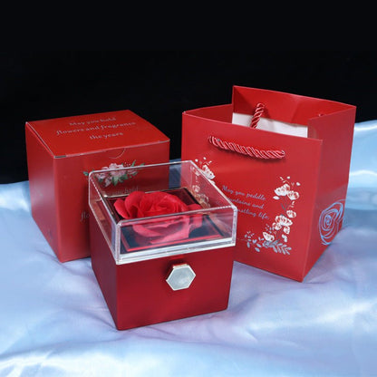 best Rotating Soap Flower Rose Gift Box Creative Rotating Rose Jewelry Packaging Box Valentine's Day Gift For Women 0 shop online at M2K Trends for