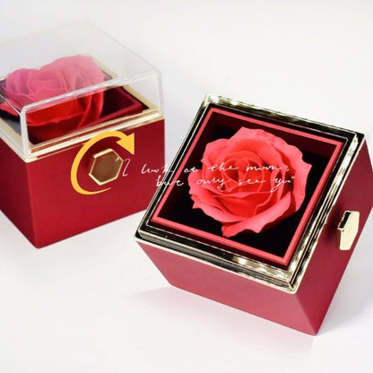 best Rotating Soap Flower Rose Gift Box Creative Rotating Rose Jewelry Packaging Box Valentine's Day Gift For Women 0 shop online at M2K Trends for