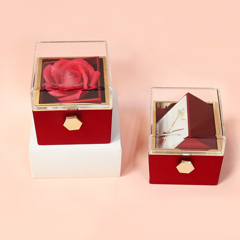 best Rotating Soap Flower Rose Gift Box Creative Rotating Rose Jewelry Packaging Box Valentine's Day Gift For Women 0 shop online at M2K Trends for