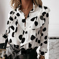 best Ruffled Polka Dot Print Women Blouses Autumn Single Breasted Long Sleeve Female Blouse 2021 Elegant Office Ladies Tops Clothes Women`s Blouse shop online at M2K Trends for Women`s blouse