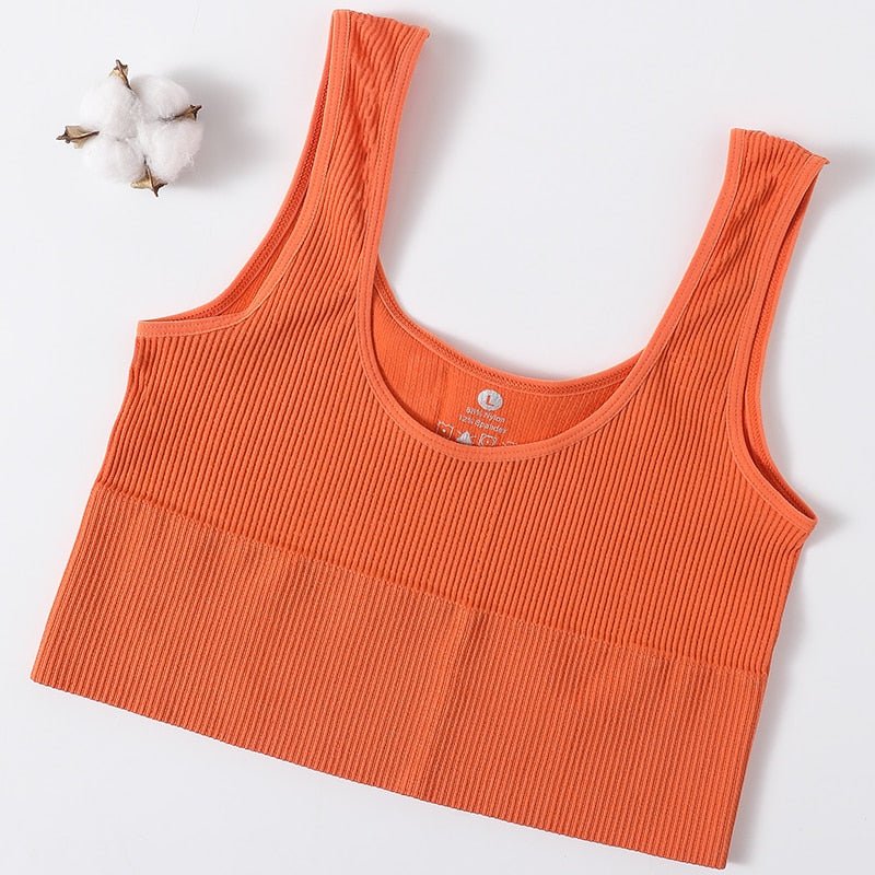 best Seamless Tops For Women Tank Crop Top Ribbed Sports Bras Nonwire Underwear O-neck Cami Tee Sexy Lingerie Fitness Girls Camisole 0 shop online at M2K Trends for