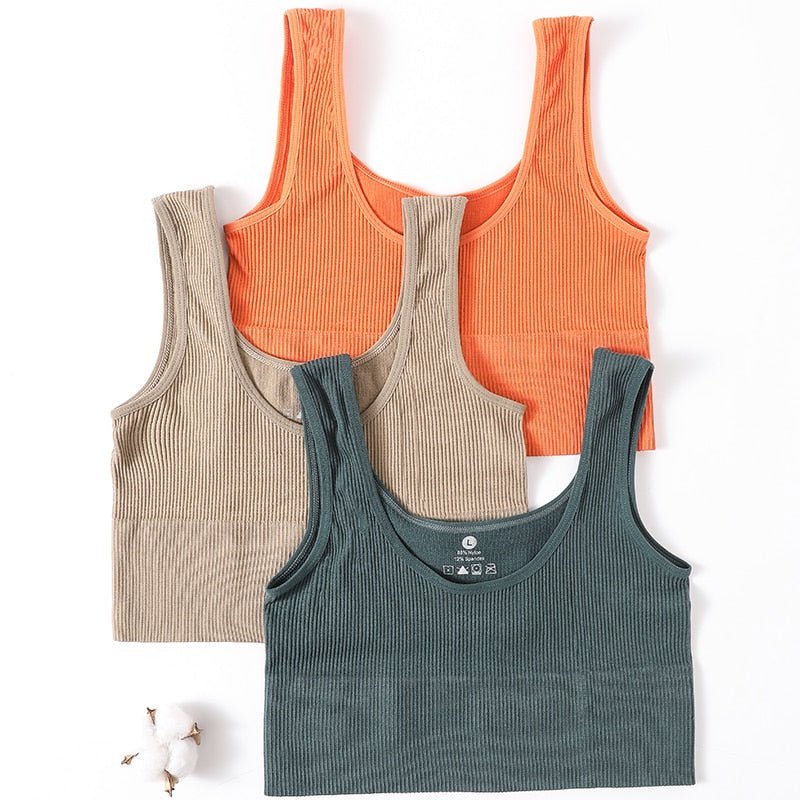 best Seamless Tops For Women Tank Crop Top Ribbed Sports Bras Nonwire Underwear O-neck Cami Tee Sexy Lingerie Fitness Girls Camisole 0 shop online at M2K Trends for
