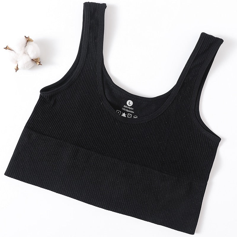 best Seamless Tops For Women Tank Crop Top Ribbed Sports Bras Nonwire Underwear O-neck Cami Tee Sexy Lingerie Fitness Girls Camisole 0 shop online at M2K Trends for