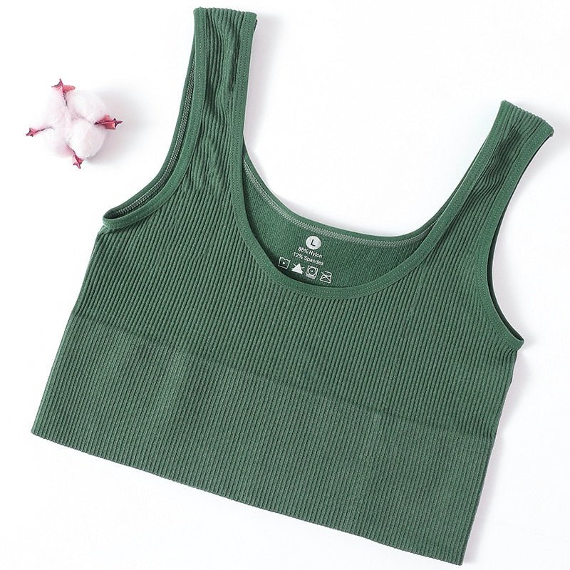 best Seamless Tops For Women Tank Crop Top Ribbed Sports Bras Nonwire Underwear O-neck Cami Tee Sexy Lingerie Fitness Girls Camisole 0 shop online at M2K Trends for
