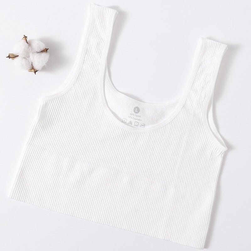 best Seamless Tops For Women Tank Crop Top Ribbed Sports Bras Nonwire Underwear O-neck Cami Tee Sexy Lingerie Fitness Girls Camisole 0 shop online at M2K Trends for