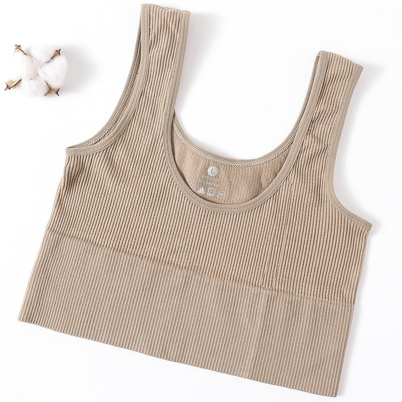best Seamless Tops For Women Tank Crop Top Ribbed Sports Bras Nonwire Underwear O-neck Cami Tee Sexy Lingerie Fitness Girls Camisole 0 shop online at M2K Trends for