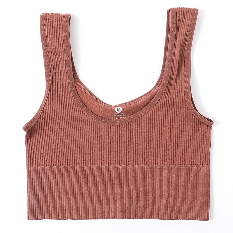 best Seamless Tops For Women Tank Crop Top Ribbed Sports Bras Nonwire Underwear O-neck Cami Tee Sexy Lingerie Fitness Girls Camisole 0 shop online at M2K Trends for
