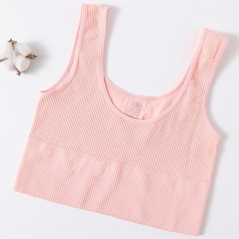 best Seamless Tops For Women Tank Crop Top Ribbed Sports Bras Nonwire Underwear O-neck Cami Tee Sexy Lingerie Fitness Girls Camisole 0 shop online at M2K Trends for