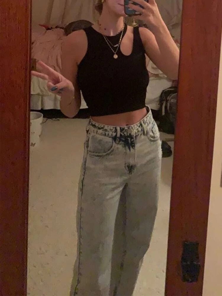 best Sexy Rib-knit Tank Top for Women Summer Solid O-neck Sleeveless Crop Tops Street Vintage Korean Fashion Shirt Vest Y2K Clothes 0 shop online at M2K Trends for