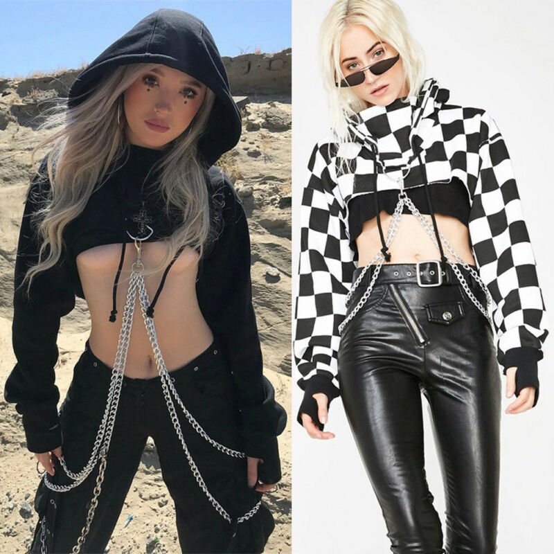 best Sexy Women Hooded Cut off Front Sweatshirt Hoodie Crop Top Jumper Pullover Party 0 shop online at M2K Trends for