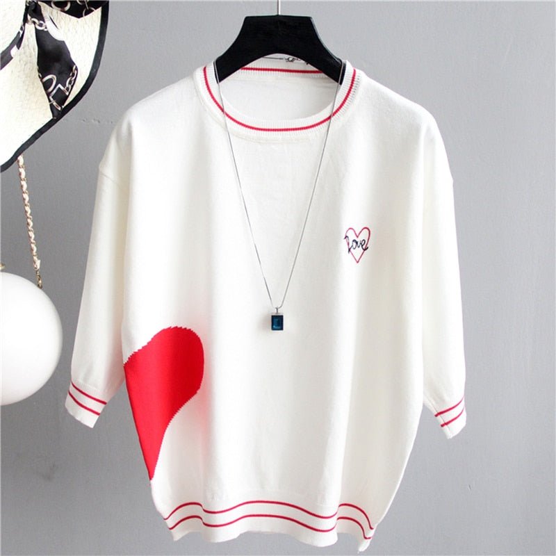 best Shintimes Thin T Shirt Women Clothes Letter Love Knitted 2021 New Summer Tops Woman Tshirt Casual T-Shirt Female Tee Shirt Femme 0 shop online at M2K Trends for