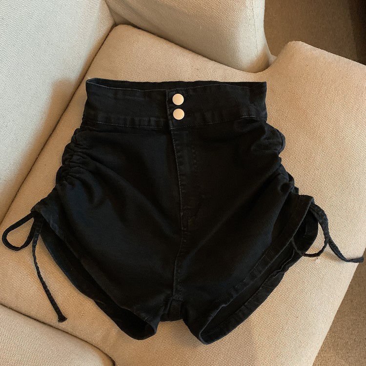 best Shorts Women Retro Streetwear Trendy Femme Popular Ulzzang Shirring Comfortable Leisure All-match Newly High Waist Design Chic 0 shop online at M2K Trends for