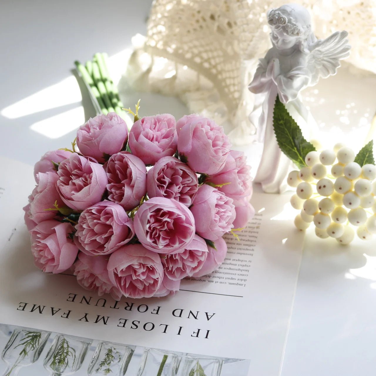 best Silk Flowers Peony Artificial Flowers Rose Bouquet 27 Heads Table Flower Arrangement Bride Wedding Home Decoration Fake Flower shop online at M2K Trends for