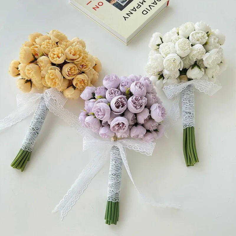 best Silk Flowers Peony Artificial Flowers Rose Bouquet 27 Heads Table Flower Arrangement Bride Wedding Home Decoration Fake Flower shop online at M2K Trends for