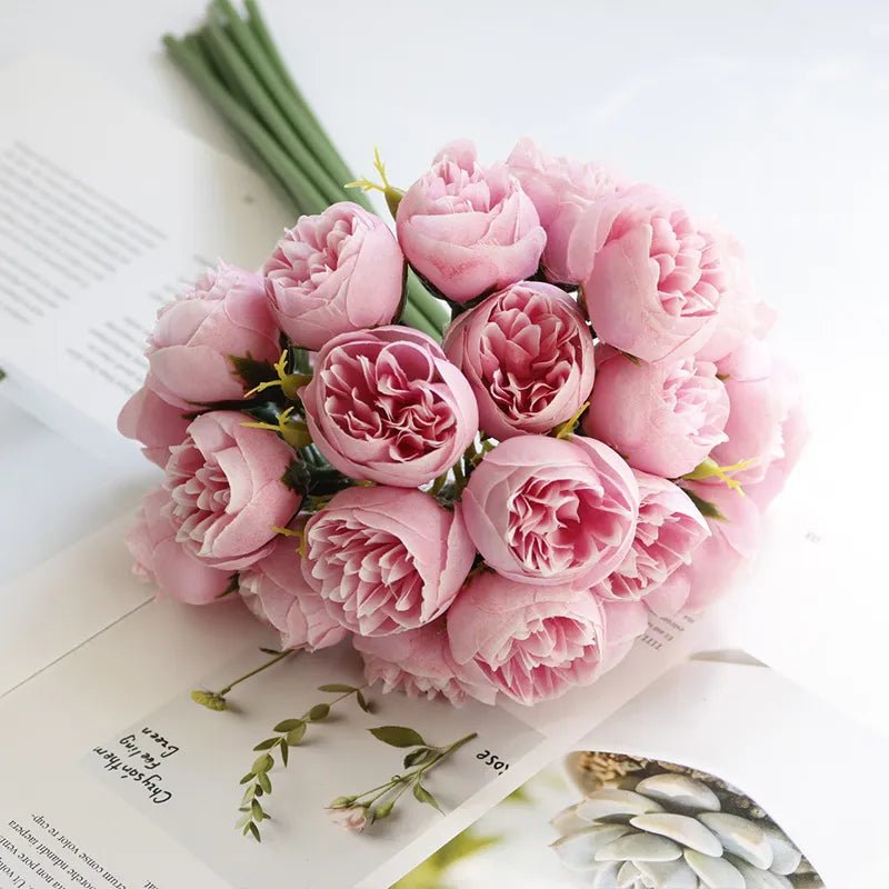 best Silk Flowers Peony Artificial Flowers Rose Bouquet 27 Heads Table Flower Arrangement Bride Wedding Home Decoration Fake Flower shop online at M2K Trends for