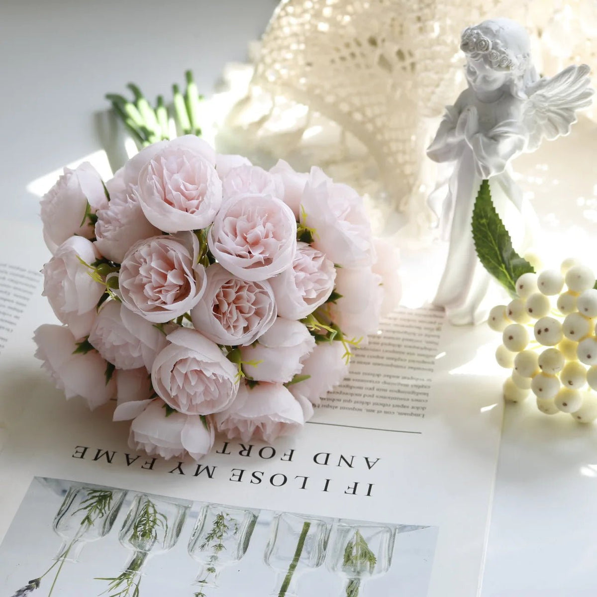 best Silk Flowers Peony Artificial Flowers Rose Bouquet 27 Heads Table Flower Arrangement Bride Wedding Home Decoration Fake Flower shop online at M2K Trends for